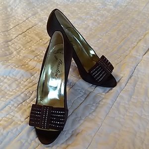 Vintage Garolini Brown Satin Evening Shoes